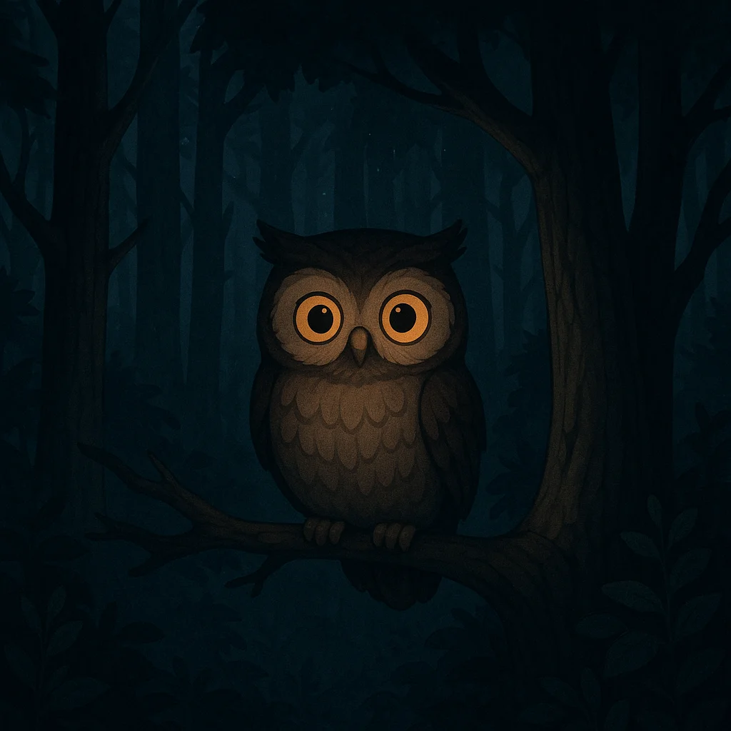 Owl in the Dark Forest